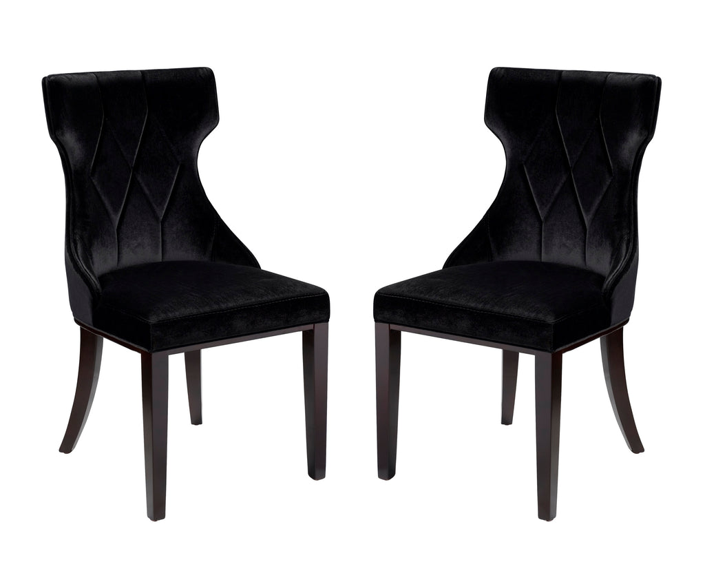 Manhattan Comfort Reine Traditional Wood Upholstered Dining Chair in Black - Set of 2
