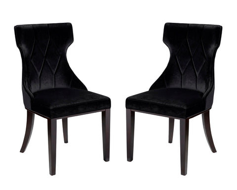 Manhattan Comfort Reine Traditional Wood Upholstered Dining Chair in Black - Set of 2