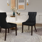 Manhattan Comfort Reine Traditional Wood Upholstered Dining Chair in Black - Set of 2