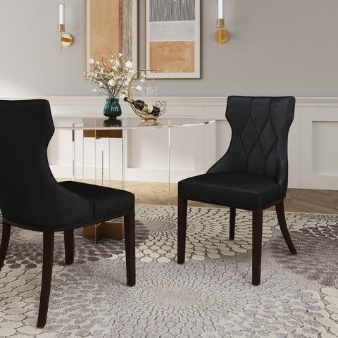 Manhattan Comfort Reine Traditional Wood Upholstered Dining Chair in Black - Set of 2