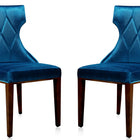 Manhattan Comfort Reine Traditional Wood Upholstered Dining Chair in Cobalt Blue - Set of 2