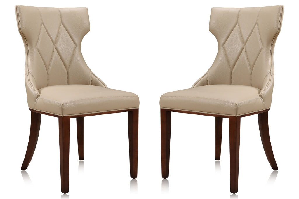 Manhattan Comfort Reine Traditional Wood Upholstered Dining Chair in Cream - Set of 2
