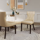 Manhattan Comfort Reine Traditional Wood Upholstered Dining Chair in Cream - Set of 2