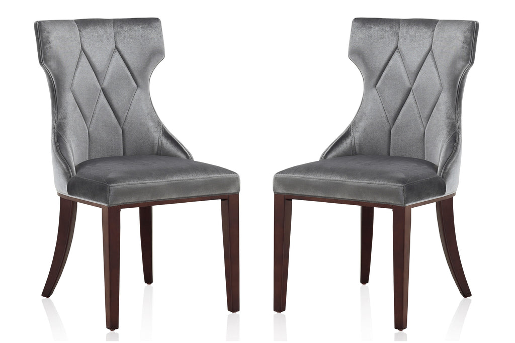 Manhattan Comfort Reine Traditional Wood Upholstered Dining Chair in Gray - Set of 2