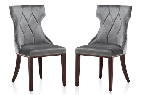 Manhattan Comfort Reine Traditional Wood Upholstered Dining Chair in Gray - Set of 2
