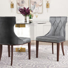 Manhattan Comfort Reine Traditional Wood Upholstered Dining Chair in Gray - Set of 2 - DC007-GY