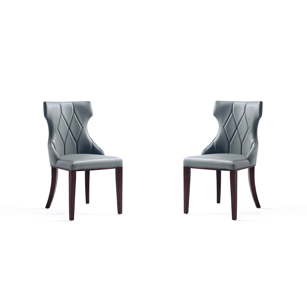 Manhattan Comfort Reine Traditional Wood Upholstered Dining Chair in Gray - Set of 2