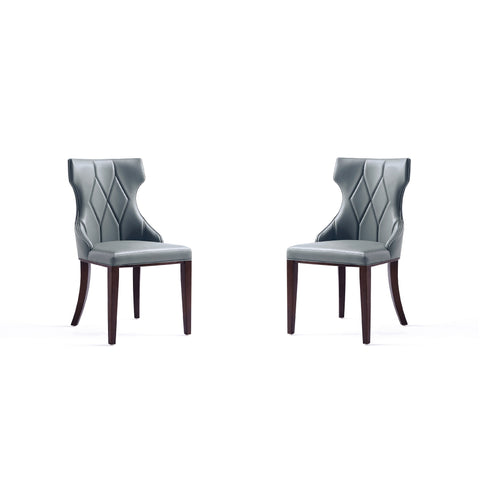 Manhattan Comfort Reine Traditional Wood Upholstered Dining Chair in Gray - Set of 2