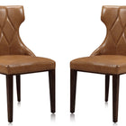 Manhattan Comfort Reine Traditional Wood Upholstered Dining Chair in Saddle Brown - Set of 2