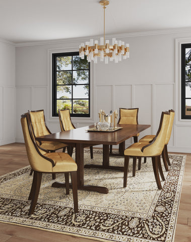 Manhattan Comfort Fifth Avenue Traditional Wood Upholstered Dining Chair in Antique Gold - Set of 2