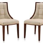 Manhattan Comfort Fifth Avenue Traditional Wood Upholstered Dining Chair in Cream - Set of 2