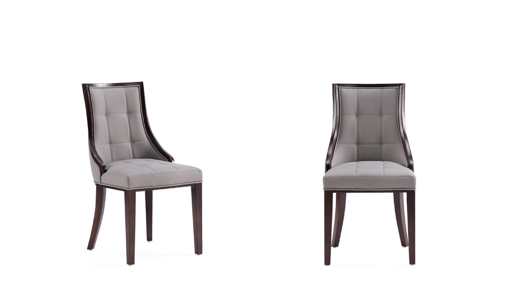 Manhattan Comfort Fifth Avenue Traditional Wood Upholstered Dining Chair in Gray - Set of 2
