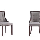 Manhattan Comfort Fifth Avenue Traditional Wood Upholstered Dining Chair in Gray - Set of 2