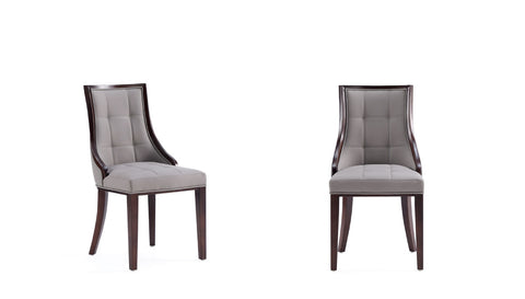 Manhattan Comfort Fifth Avenue Traditional Wood Upholstered Dining Chair in Gray - Set of 2
