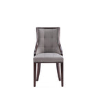 Manhattan Comfort Fifth Avenue Traditional Wood Upholstered Dining Chair in Gray - Set of 2