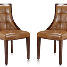Manhattan Comfort Fifth Avenue Traditional Wood Upholstered Dining Chair in Saddle Brown - Set of 2