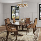 Manhattan Comfort Fifth Avenue Traditional Wood Upholstered Dining Chair in Saddle Brown - Set of 2