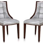 Manhattan Comfort Fifth Avenue Traditional Wood Upholstered Dining Chair in Silver - Set of 2