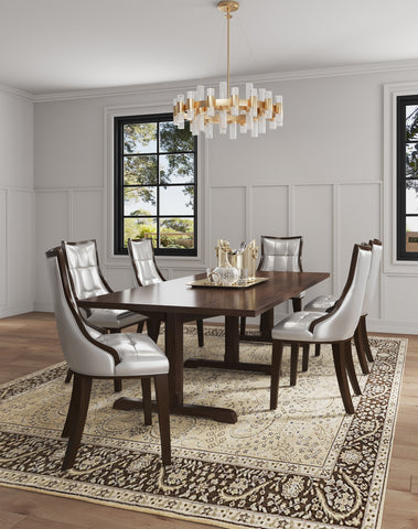 Manhattan Comfort Fifth Avenue Traditional Wood Upholstered Dining Chair in Silver - Set of 2