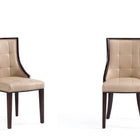 Manhattan Comfort Fifth Avenue Traditional Wood Upholstered Dining Chair in Tan - Set of 2