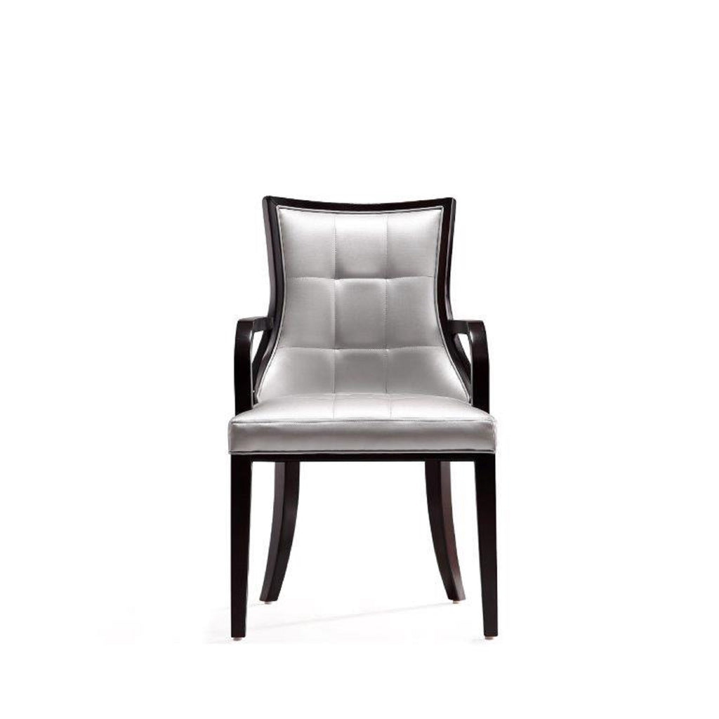 Manhattan Comfort Fifth Avenue Traditional Wood Upholstered Dining Chair in Silver