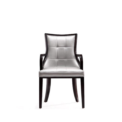 Manhattan Comfort Fifth Avenue Traditional Wood Upholstered Dining Chair in Silver