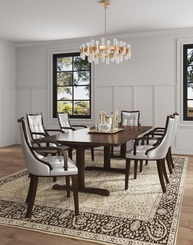 Manhattan Comfort Fifth Avenue Traditional Wood Upholstered Dining Chair in Silver