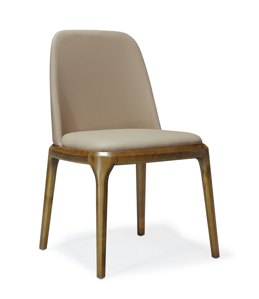 Manhattan Comfort Courding Modern Vegan Leather Wood Dining Chair in Tan