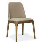 Manhattan Comfort Courding Modern Vegan Leather Wood Dining Chair in Tan