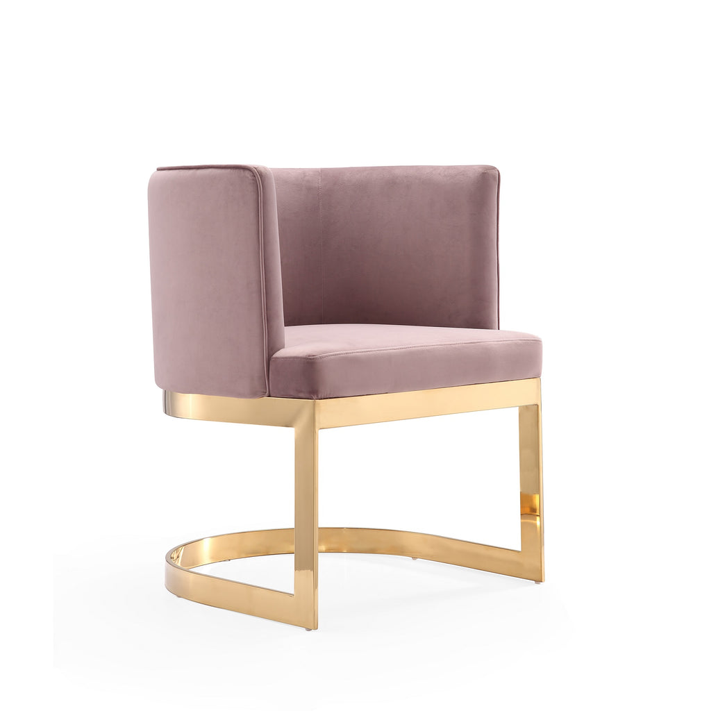 Manhattan Comfort Aura Modern Velvet Metal Dining Chair in Blush