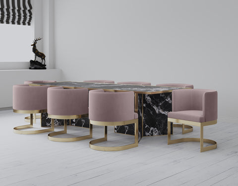 Manhattan Comfort Aura Modern Velvet Metal Dining Chair in Blush