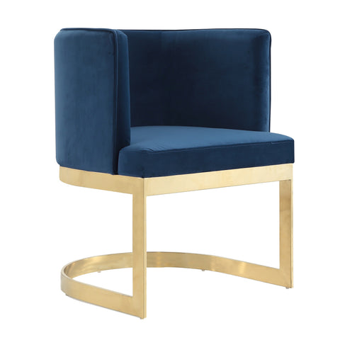 Manhattan Comfort Aura Modern Velvet Metal Dining Chair in Royal Blue