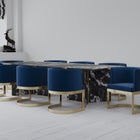 Manhattan Comfort Aura Modern Velvet Metal Dining Chair in Royal Blue
