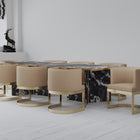 Manhattan Comfort Aura Modern Velvet Metal Dining Chair in Sand