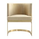 Manhattan Comfort Aura Modern Velvet Metal Dining Chair in Sand