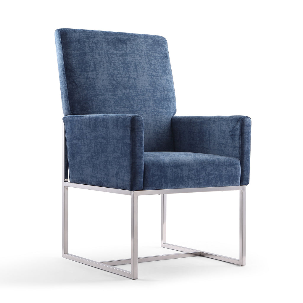 Manhattan Comfort Element Modern Velvet Metal Dining Chair in Blue