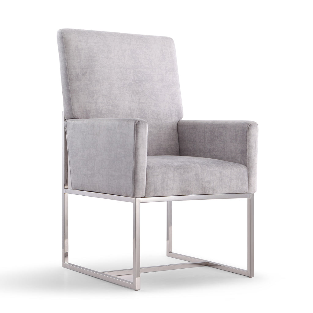 Manhattan Comfort Element Modern Velvet Metal Dining Chair in Gray
