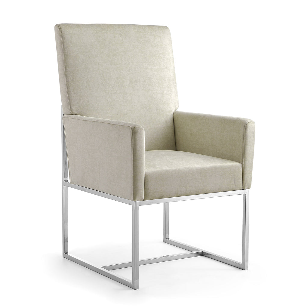 Manhattan Comfort Element Modern Velvet Metal Dining Chair in Champagne