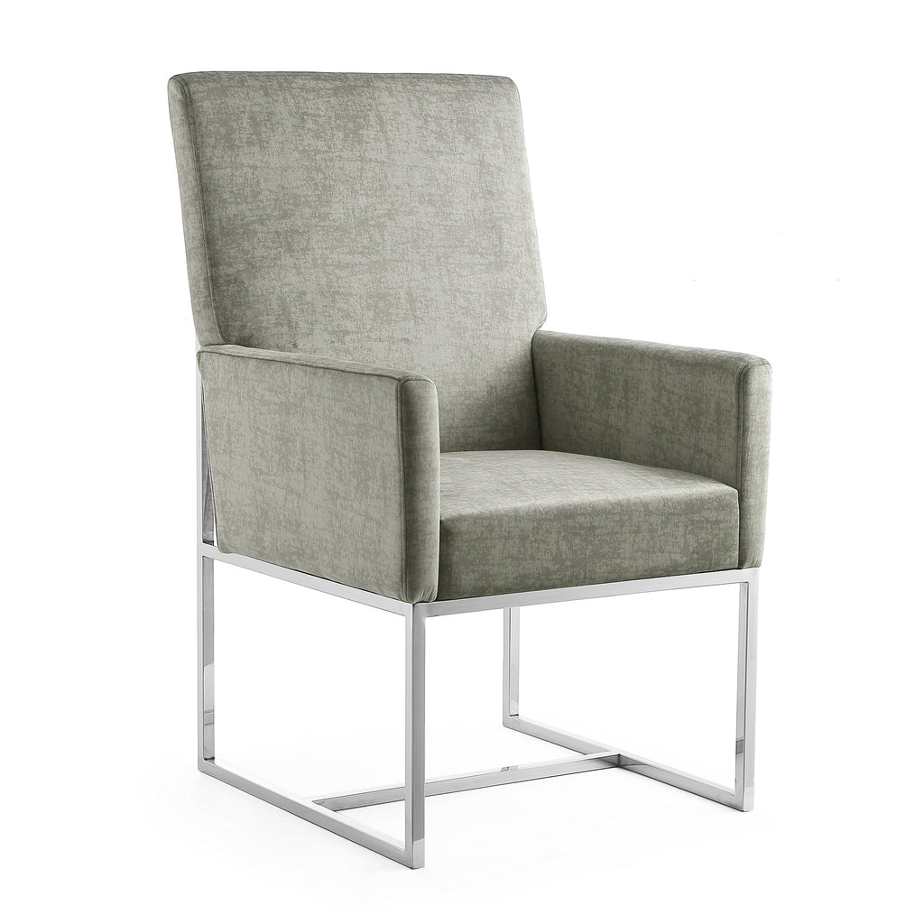 Manhattan Comfort Element Modern Velvet Metal Dining Chair in Steel