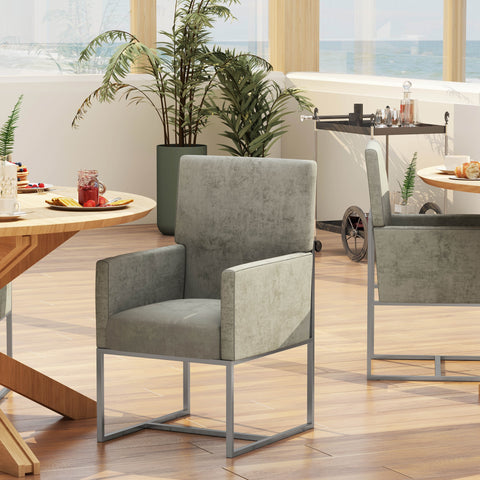 Manhattan Comfort Element Modern Velvet Metal Dining Chair in Steel