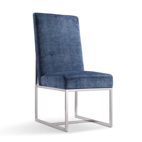 Manhattan Comfort Element Modern Velvet Metal Dining Chair in Blue