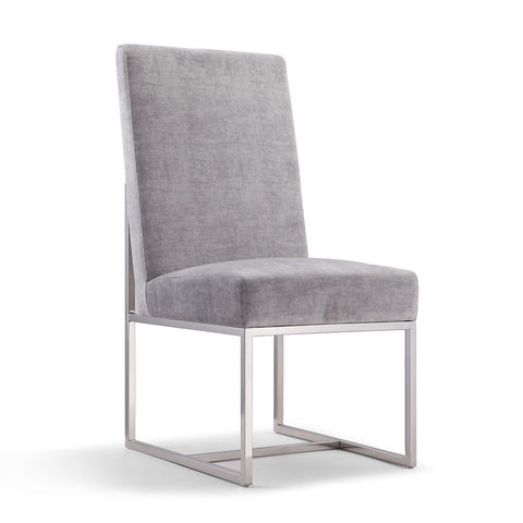Manhattan Comfort Element Modern Velvet Metal Dining Chair in Gray
