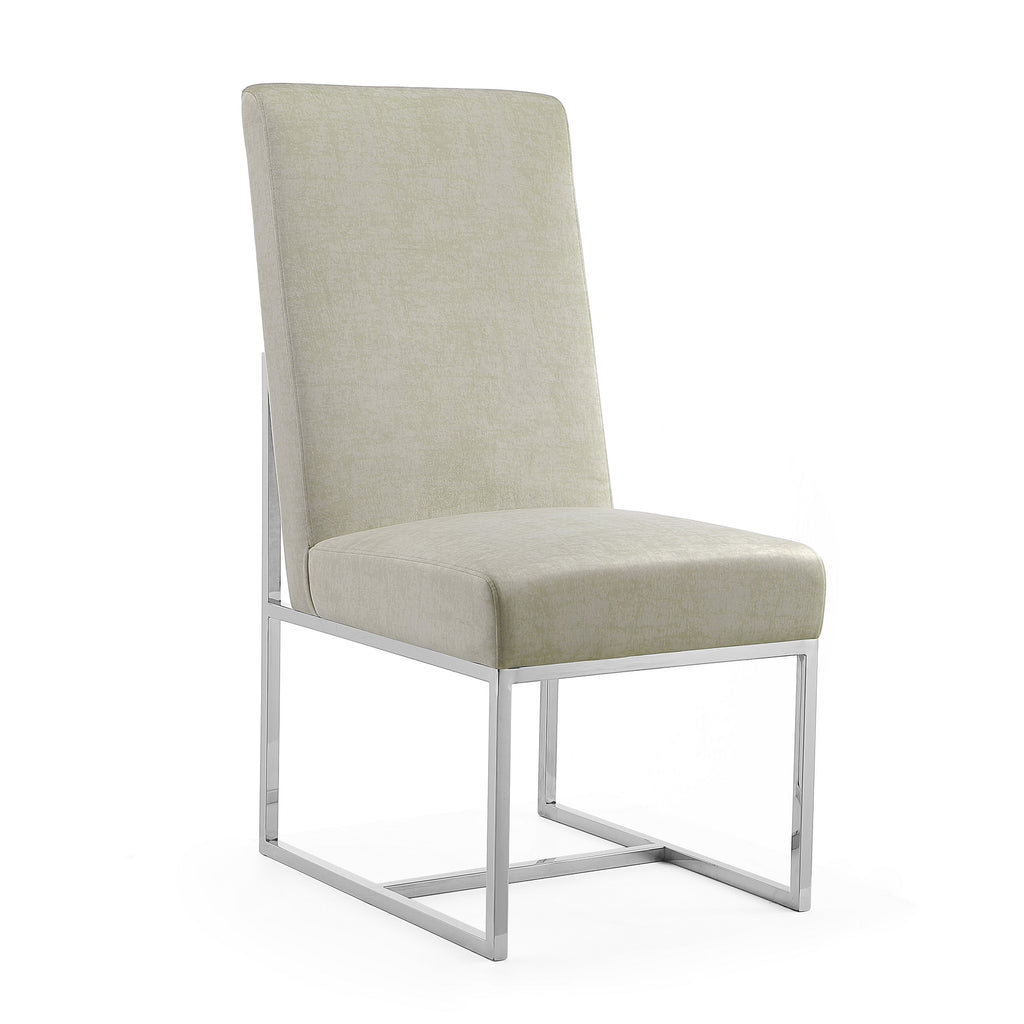 Manhattan Comfort Element Modern Velvet Metal Dining Chair in Champagne