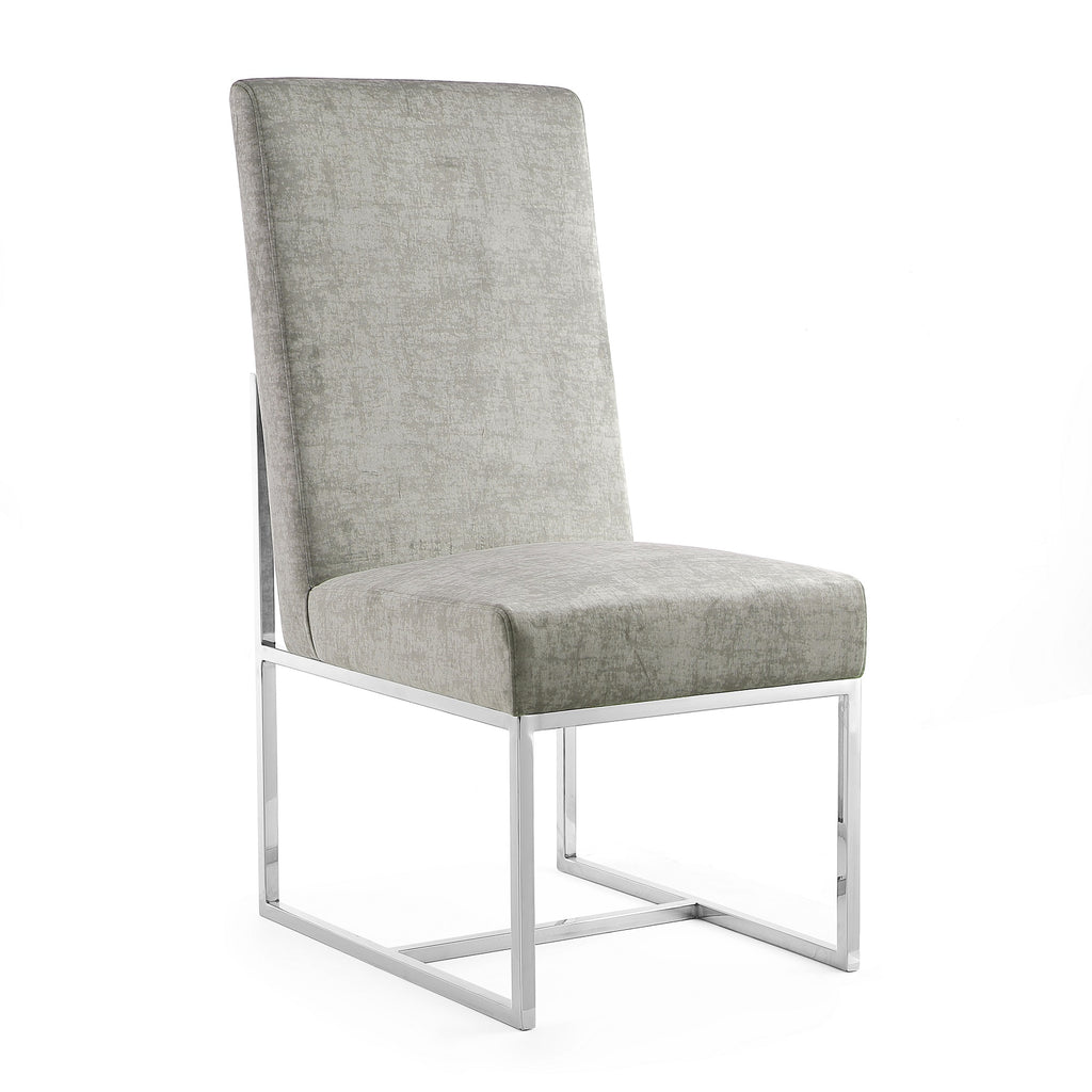 Manhattan Comfort Element Modern Velvet Metal Dining Chair in Steel