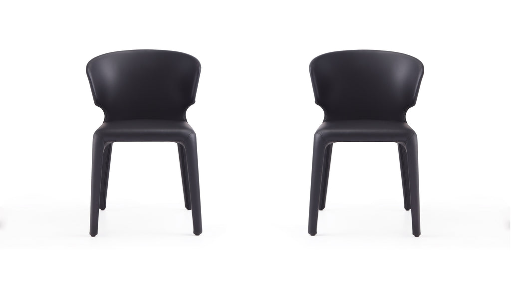 Manhattan Comfort Conrad Mid-Century Modern Upholstered Dining Chair in Black - Set of 2