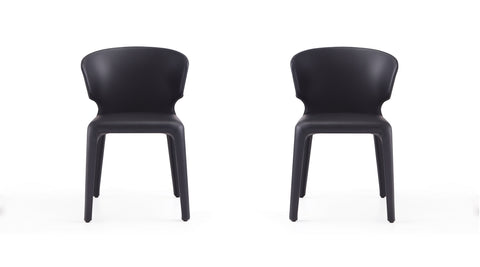 Manhattan Comfort Conrad Mid-Century Modern Upholstered Dining Chair in Black - Set of 2