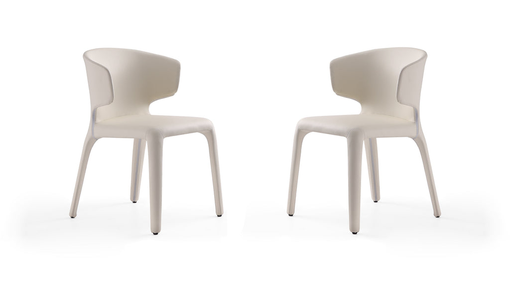 Manhattan Comfort Conrad Mid-Century Modern Upholstered Dining Chair in Cream - Set of 2