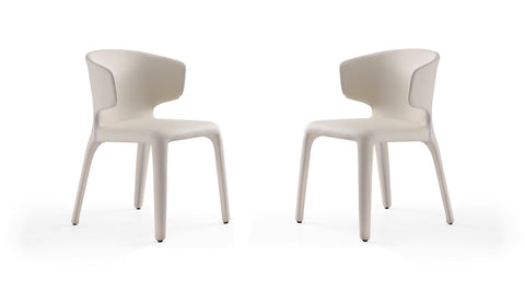 Manhattan Comfort Conrad Mid-Century Modern Upholstered Dining Chair in Cream - Set of 2