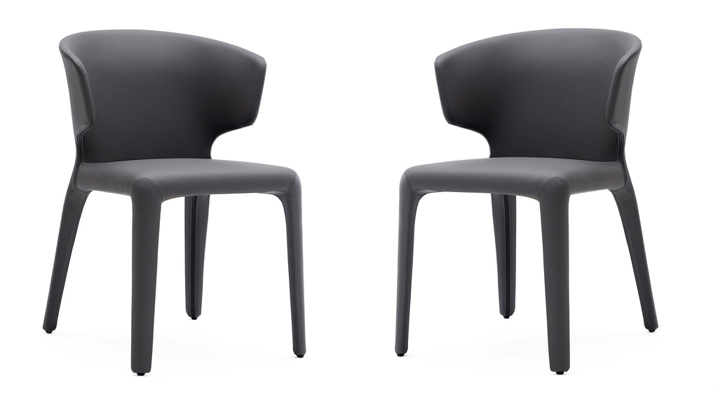 Manhattan Comfort Conrad Mid-Century Modern Upholstered Dining Chair in Gray - Set of 2