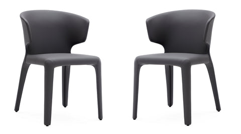 Manhattan Comfort Conrad Mid-Century Modern Upholstered Dining Chair in Gray - Set of 2